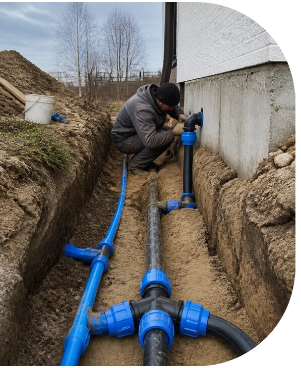 Монтаж наружного водопровода на участке под ключ в Североморске